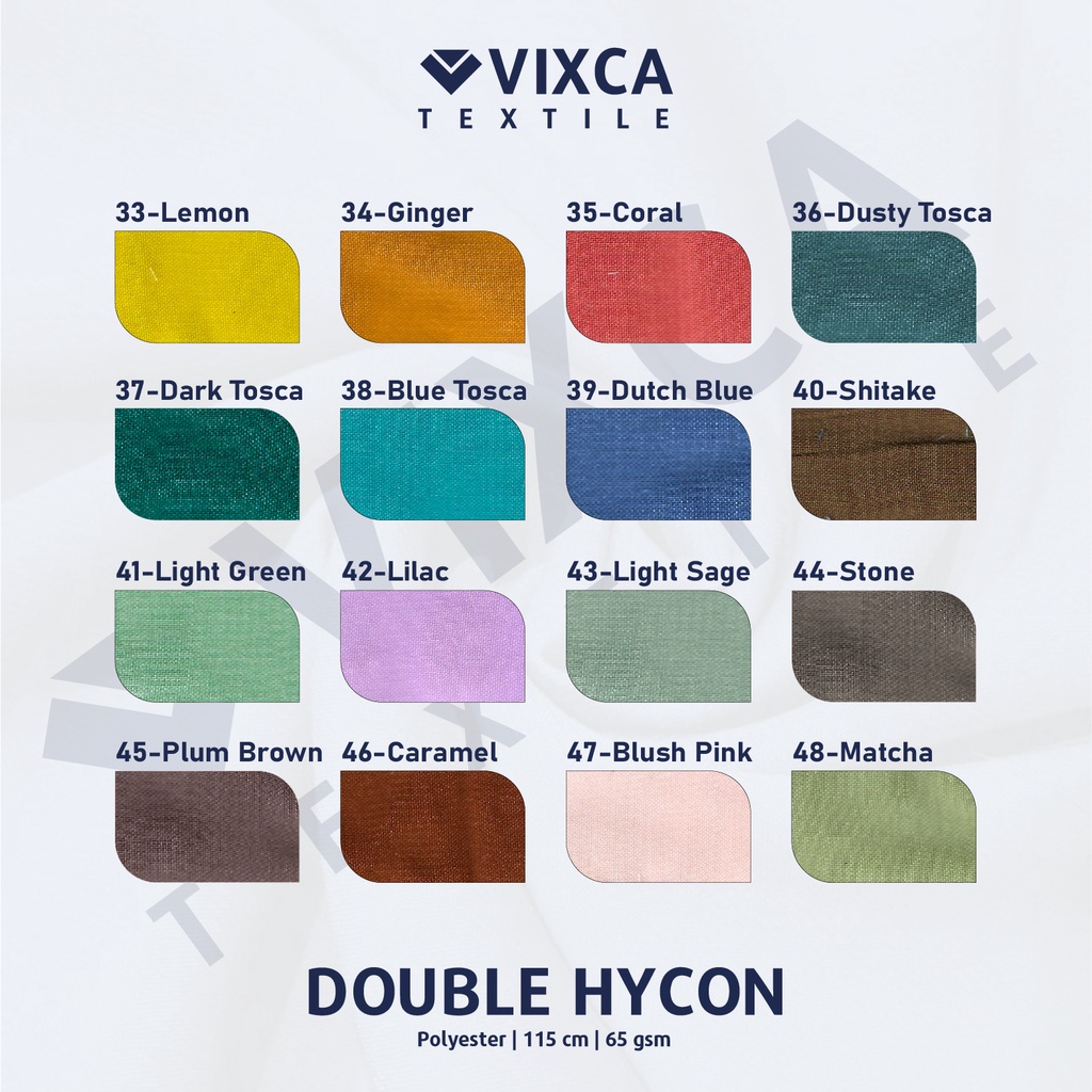 [PER 1,15 M] NO 01-25 Kain Bahan Double Hycon Lebar 115 cm Sifon Chiffon Fine Finne Vine Vinne Polycotton Potton Hijab Premium Polos Polosan ECER 115 CM CENTIMETER METER METERAN