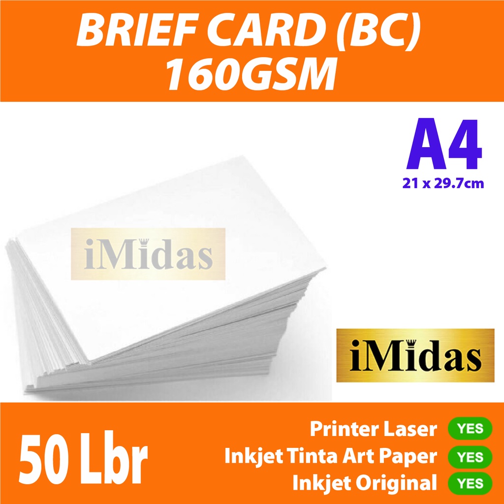 

Kertas Brief Card (BC) / Manila Buku Gambar 160 Gram A4 isi 50