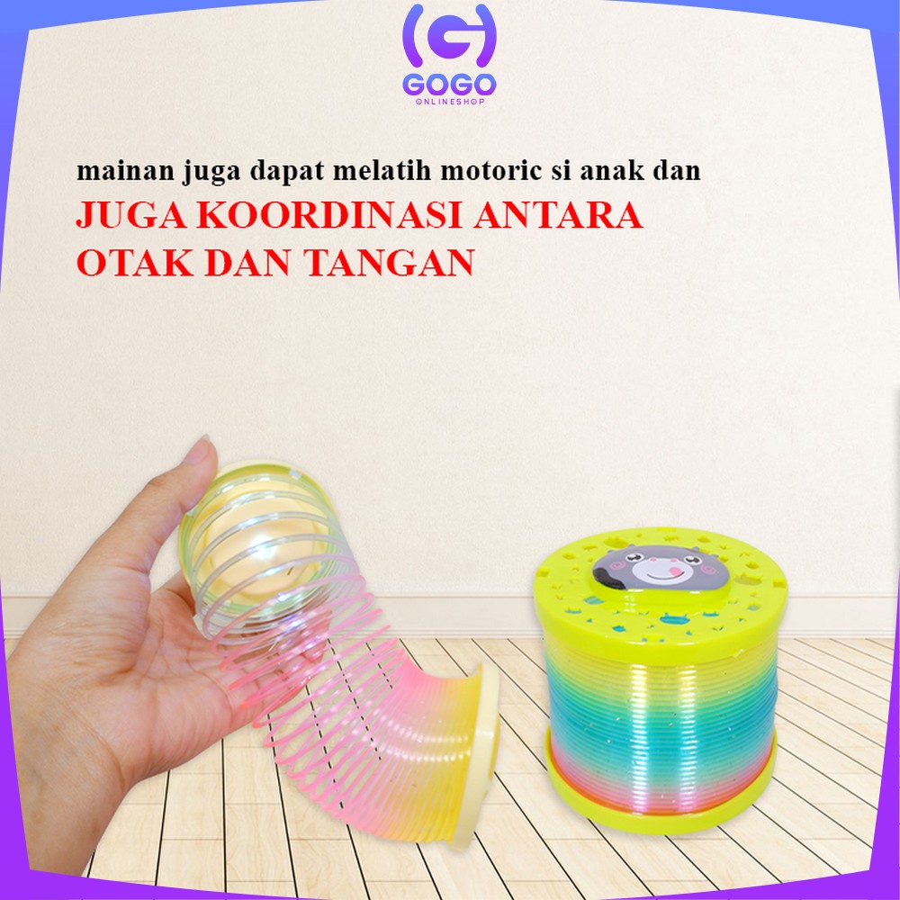 GOGO-M309 Mainan Slinky Rainbow Per Magic Spring Yoyo Cincin Ada Lampu / Maenan Per Pegas Pelangi Stress Toys