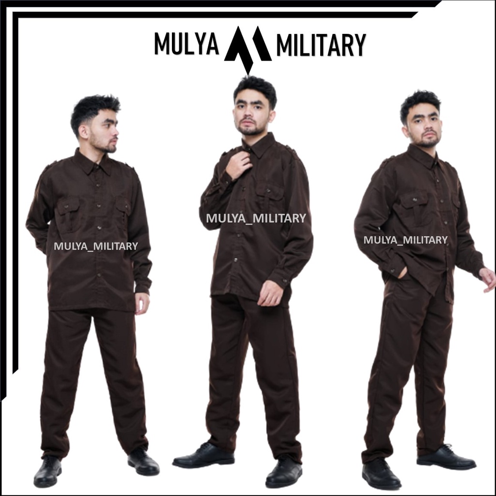 Baju seragam safari lengan panjang / setelan safai hitam / baju paspampres safari lengan panjang / s