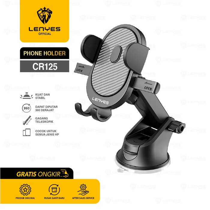 LENYES CR125 Phone Holder Car Dashboard Kaca Mobil Original standing handphone gps maps peta online meja dashboard mount car penyangga penjepit