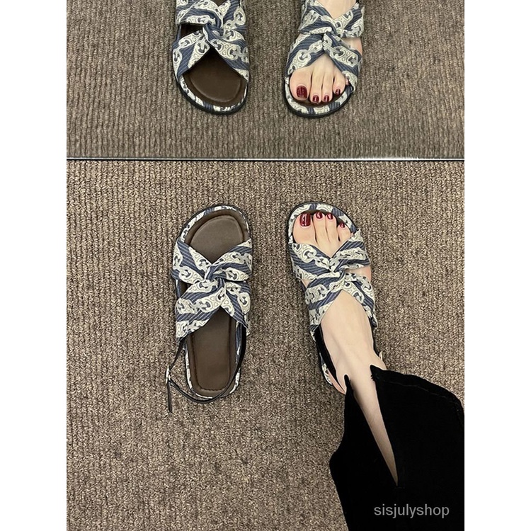 [✅BISA COD]#Sisjuly# Sandal Wanita / 2023 musim panas sandal datar satu tali Prancis baru / sandal j