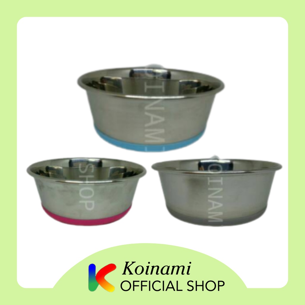 Tempat makan kucing anjing / tempat makan stenles S taplak karet / pet bowl