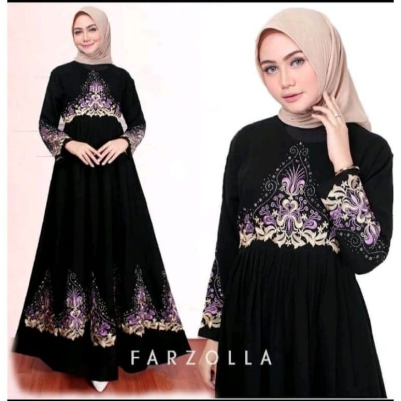N1321 Abaya HiTam Bordir Jetblack Turkey Turki Gamis Arab Termurah Tidak Kusut Muslimah Gamis Dubai 