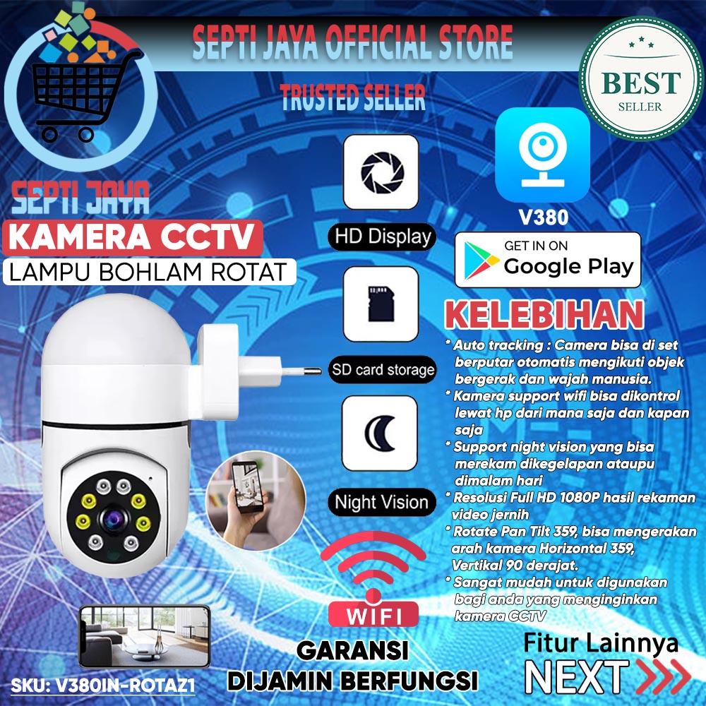 Smart IP Camera CCTV Lampu Bohlam Bulb LED Z1 360 Derajat Full HD V380 Pro Wifi Wireless Spy Kamera 