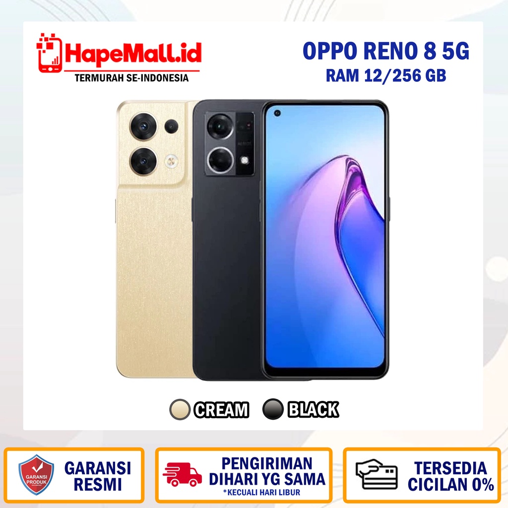 OPPO RENO 8 5G RAM 12/256 GB GARANSI RESMI TERMURAH