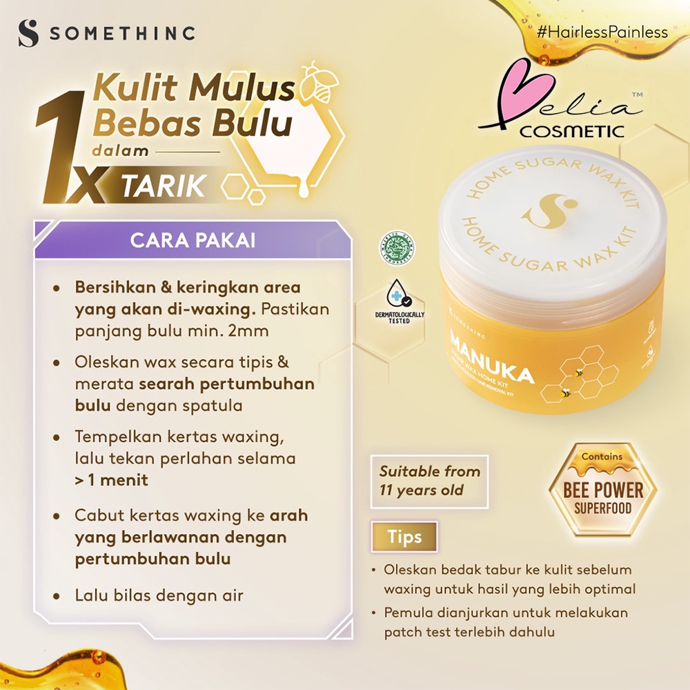 ❤ BELIA ❤ SOMETHINC Manuka Sugar Wax Home Kit (Waxing Natural untuk Tubuh) 200gr | Hair Recuder Cream 30gr | BPOM