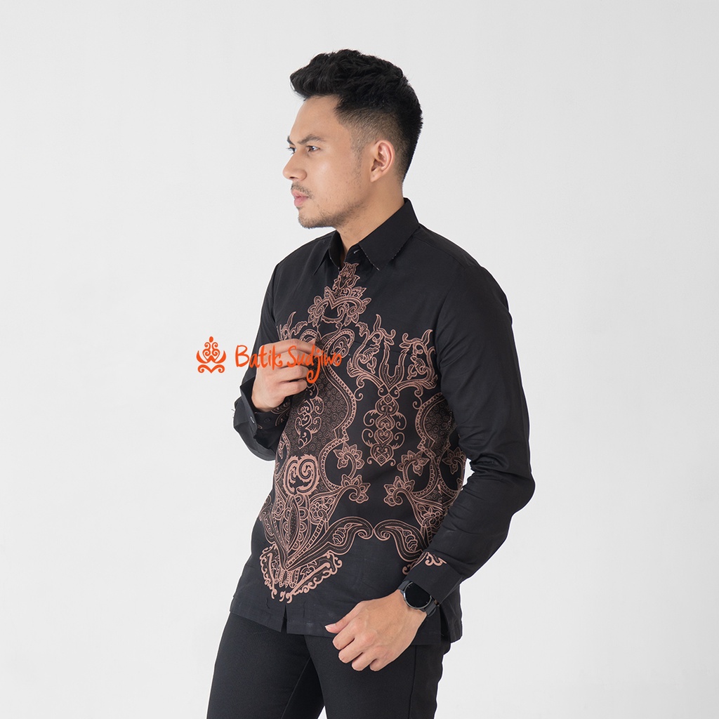 SUDJIWOBATIK 1145 Hem Kemeja Batik Pria Cowok Laki Laki Lengan Panjang Premium Lapis Furing Solo Laweyan Original