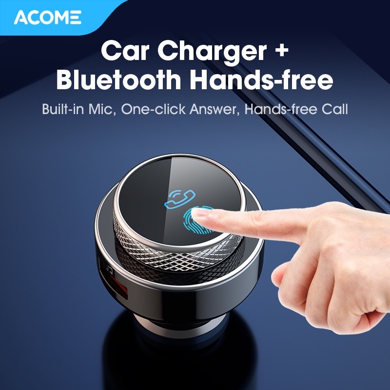 Acome ACC04 Car Charger 18W Bluetooth 5.0 USB Dual Port Fast Charging