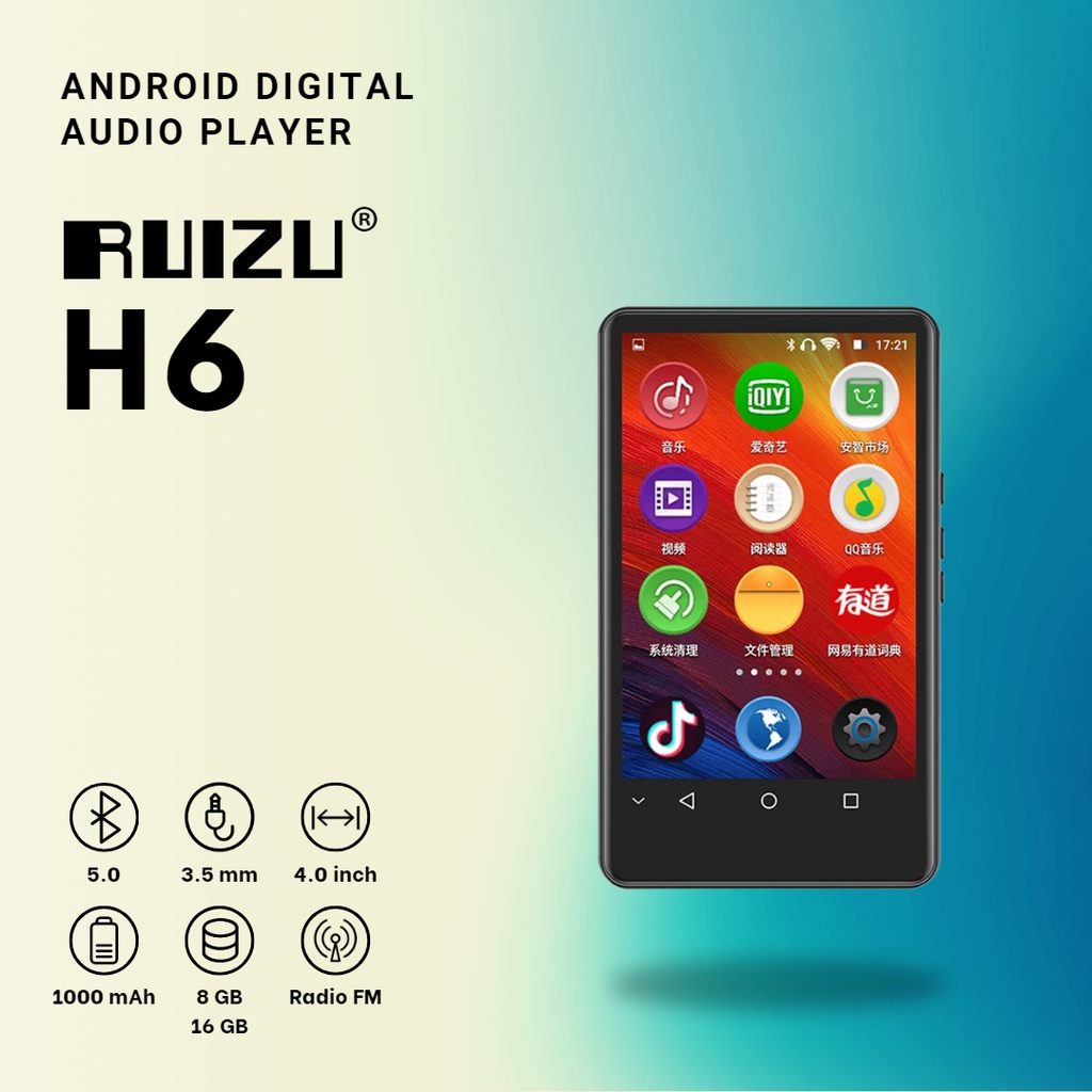 RUIZU H6 Android WiFi MP3 MP4 Digital Audio Player DAP With Bluetooth 5.0 Touch Screen
