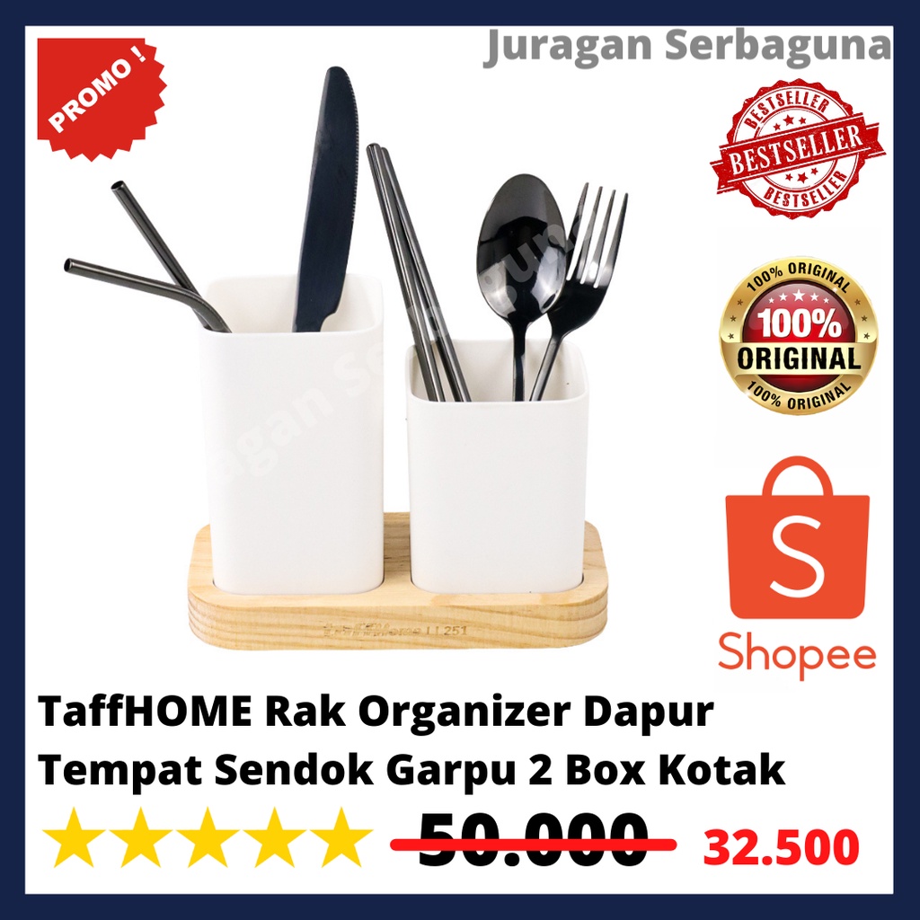 TaffHOME Rak Organizer Dapur Tempat Sendok Garpu 2 Box Kotak