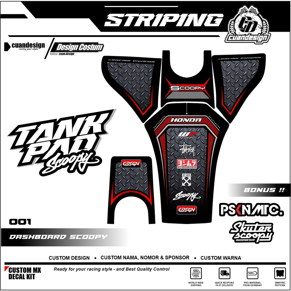 STIKER STRIPING PELINDUNG DASHBOARD / THANKPAD / DECKPAD MOTOR SCOOPY STICKER SCOOPY 2020 2021 2022