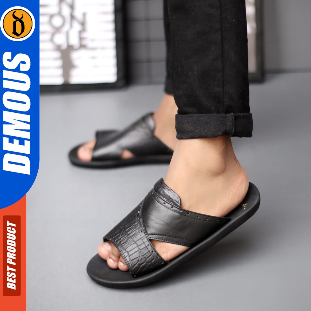 DEMOUS Gunka - Sandal Kulit Pria Dewasa Slop Casual