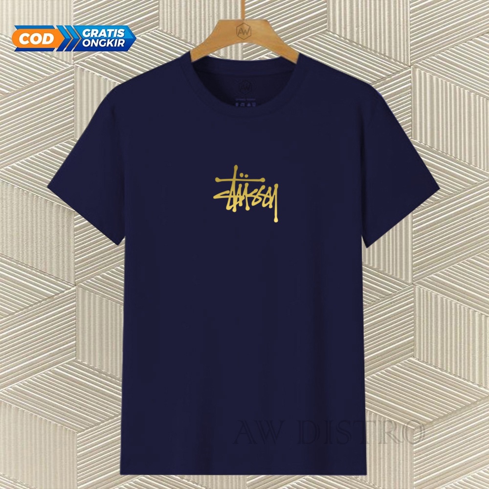 COD Baju Kaos Distro Stussy Tex Gold  Premium Quality Lengan Pendek