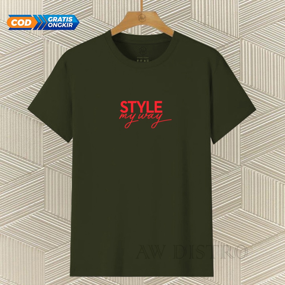 COD Baju Kaos Distro STYLE Tex Merah Premium Quality Lengan Pendek