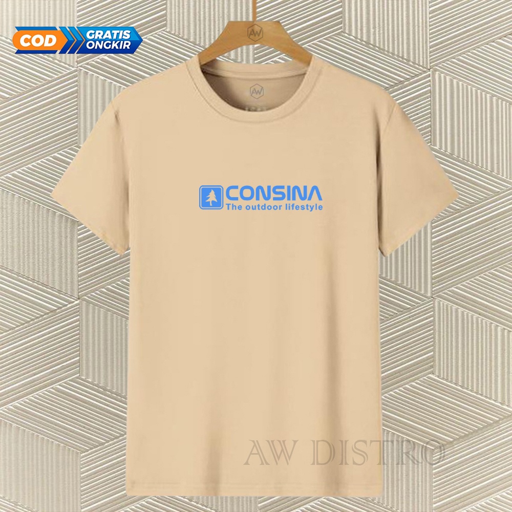 COD Baju Kaos Distro Csn 303 Text Sky Blue Premium Quality Lengan Pendek