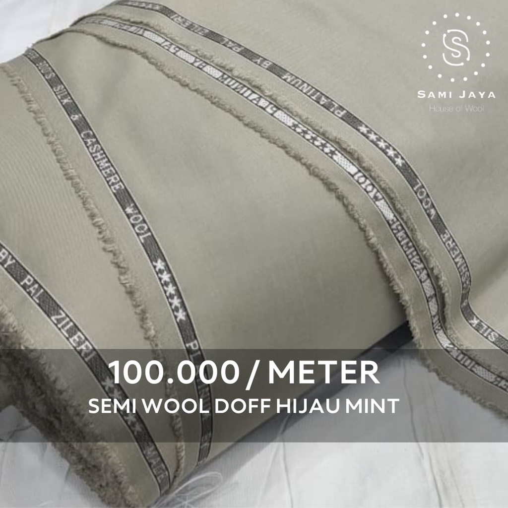 Kain Bahan Jas & Celana Wedding PalZileri Semi Wool Doff Hijau Mint