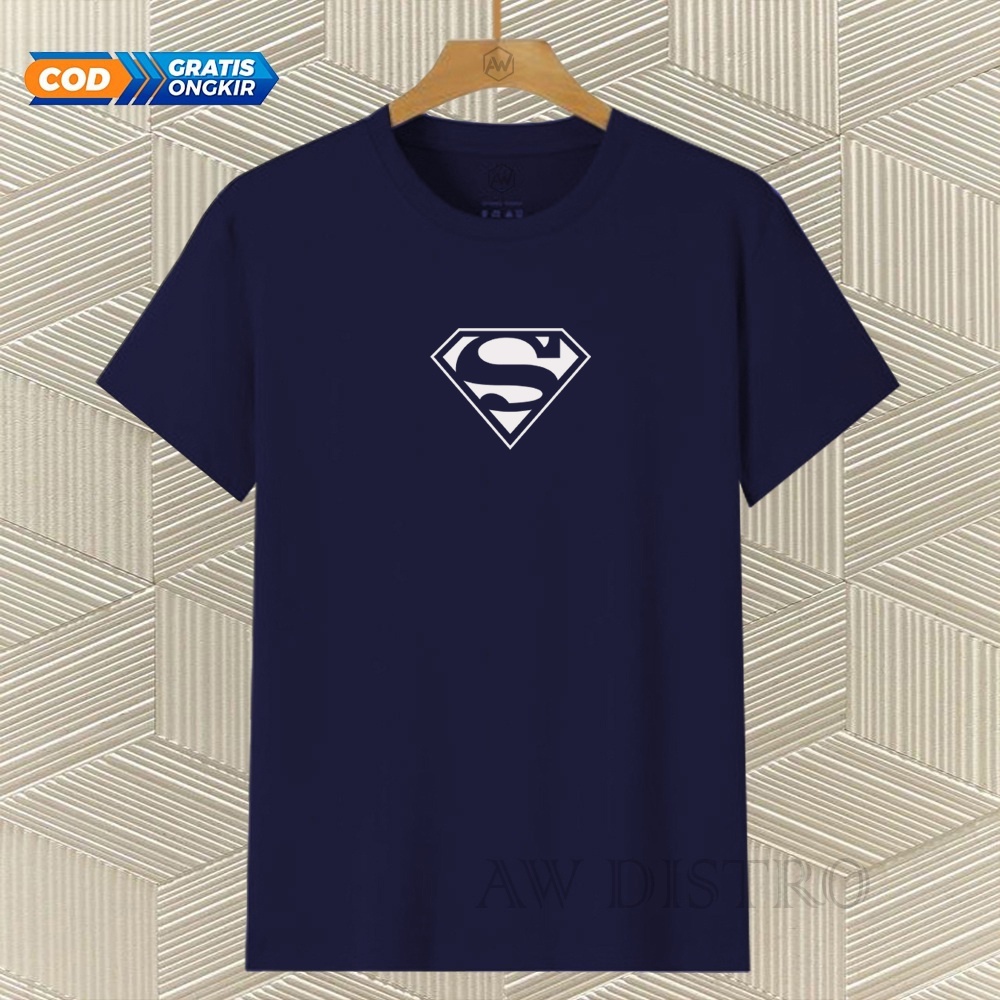 COD Baju Kaos Distro Superhero Text Putih Premium Quality Lengan Pendek