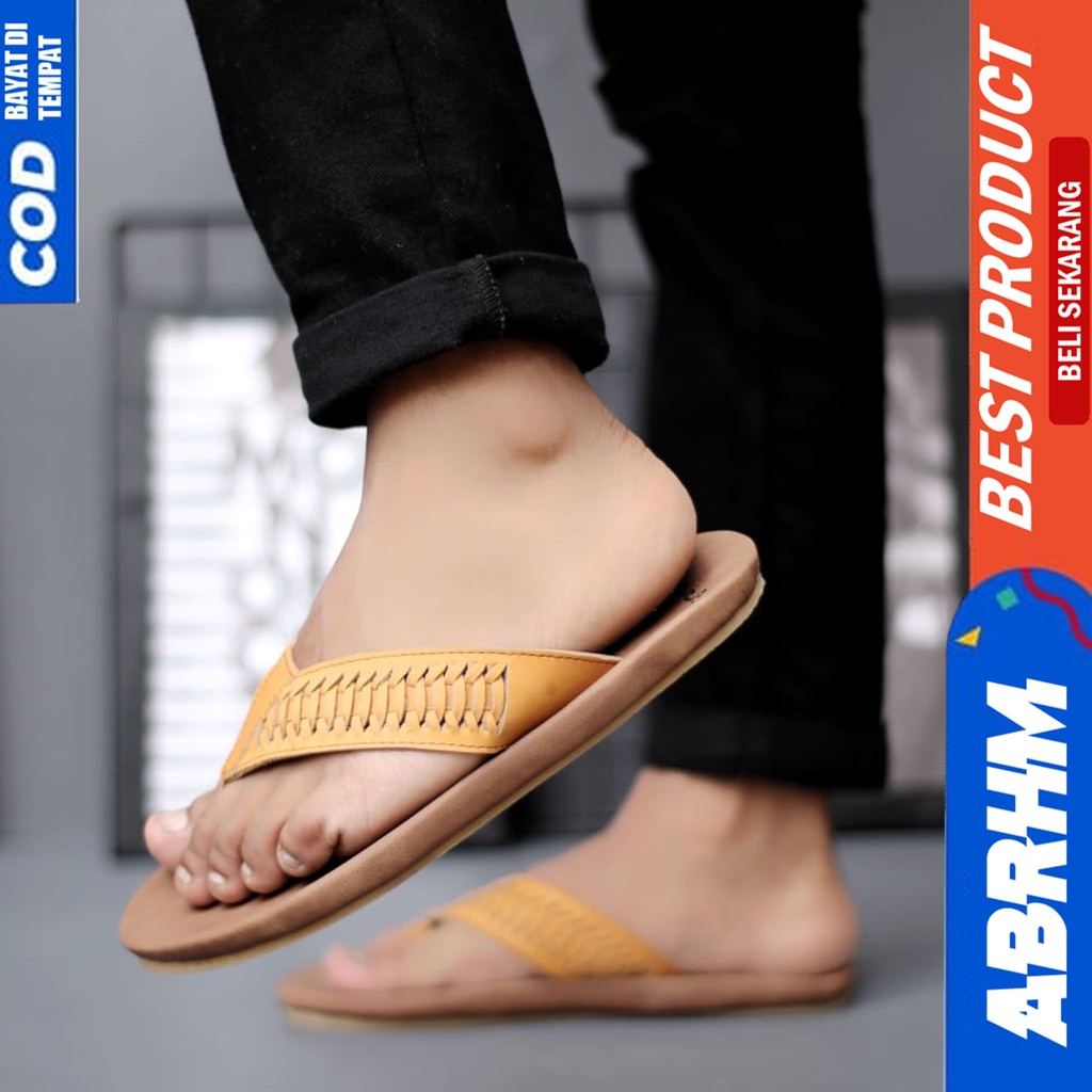 Sandal Jepit Pria Kulit Asli Dewasa Sendal Jepit Pria Original Abrhm