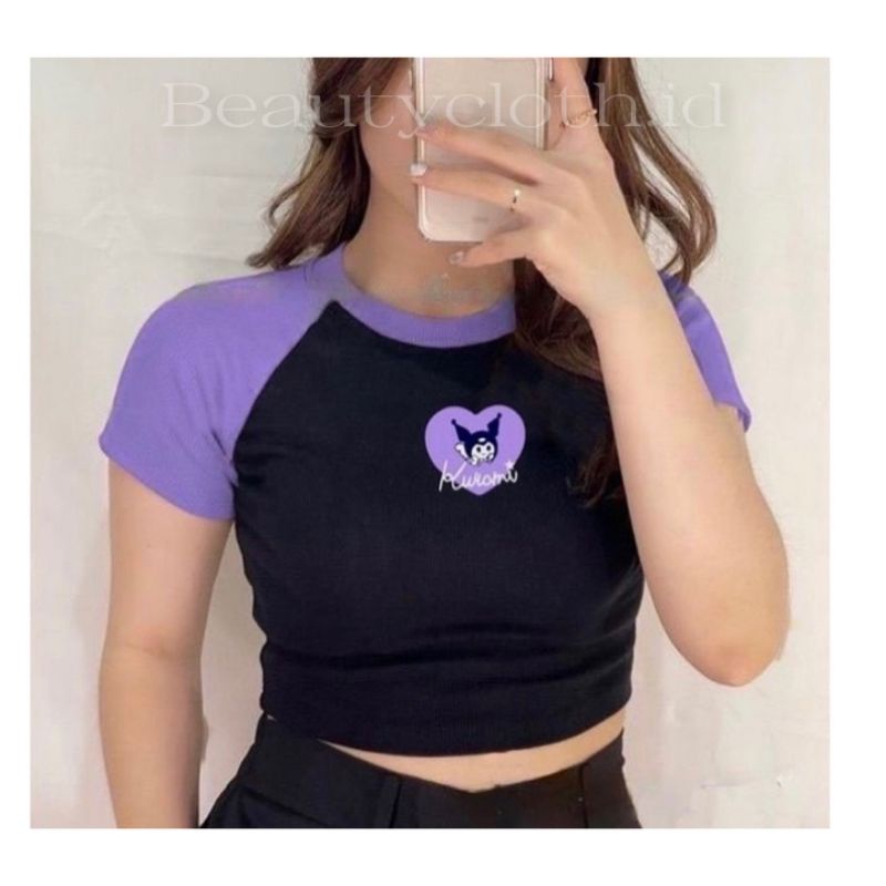 KUROMI CROP TOP RIB KOREAN STYLE