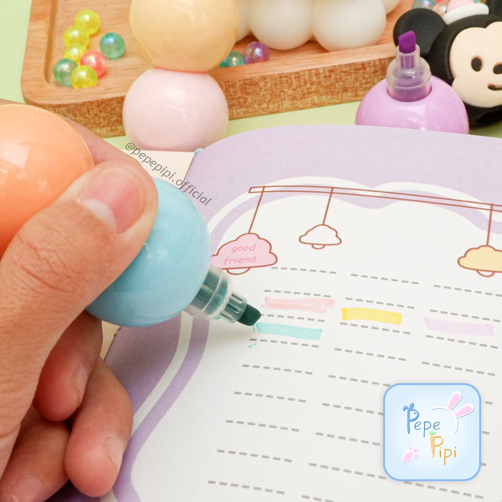 Highlighter 3D XC-028 Tumpuk Mickey Minnie 1 Set Spidol Pastel Marker Textlighter littel pony kuda pony