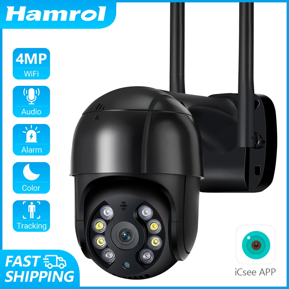 Hamrol 4MP PTZ WiFi Camera Outdoor Waterproof Ai Human Detection IP Security Camera Auto Tracking P2P Video Surveillance