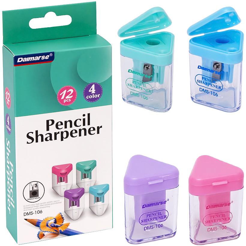 

(1pak/12pcs) Daimarse dms-106 / Serutan Pensil Mini 4 Warna 1 Lubang / Rautan Serutan Lucu