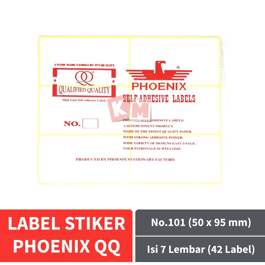 Label Stiker Phoenix QQ No.101 Kertas Harga Nama Undangan 50 x 95 mm