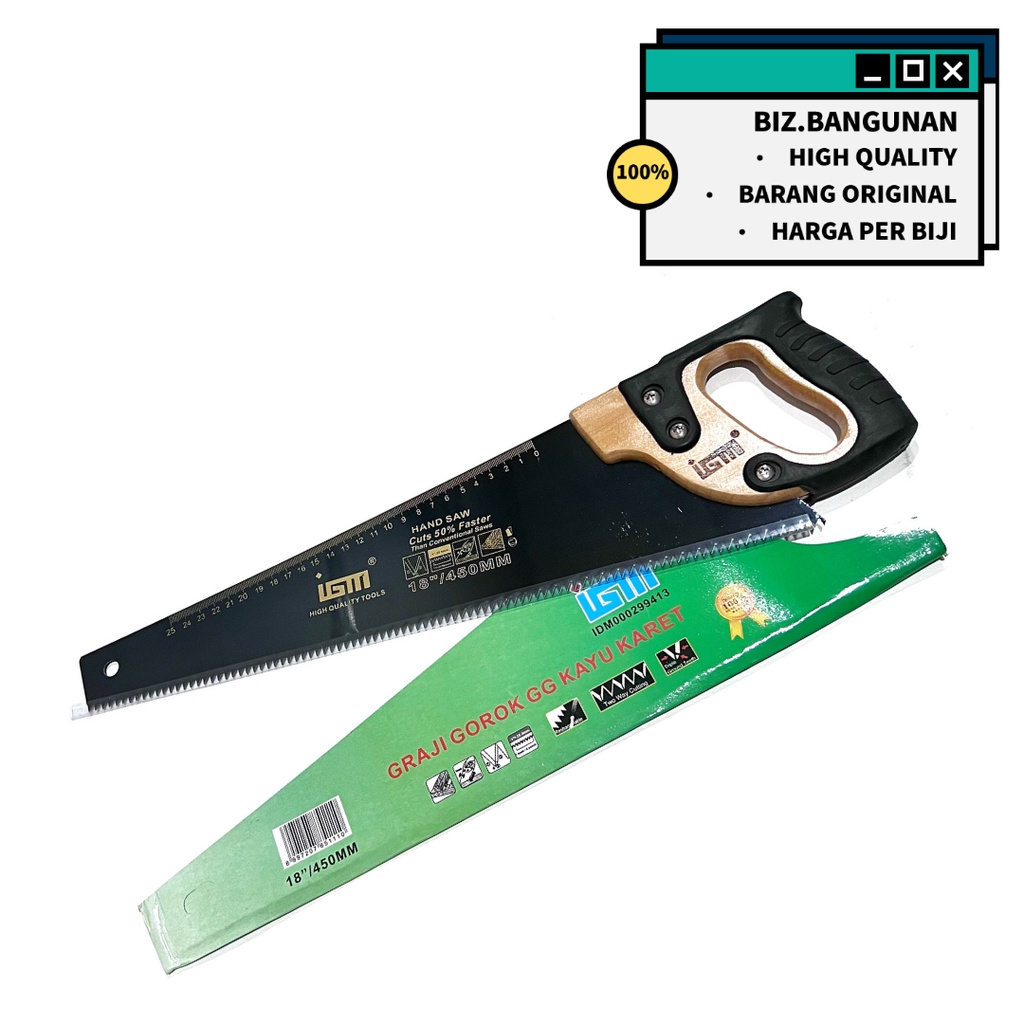 GERGAJI GOROK KAYU KARET IGM 18&quot; INCH 3 ASAH - GRAJI TANGAN HAND SAW