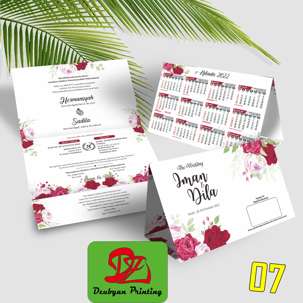 UNDANGAN PERNIKAHAN LIPAT 3 TEMA KALENDER 2025  tanpa minimal order*,  bonus plastik OPP & peta  , Murah, Proses Cepat, Tebal,-5