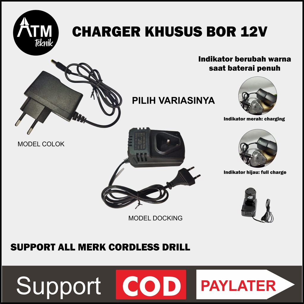 Charger bor 12v ces bor baterai cordless JLD UCHIHA SUNC MODERN BENZ