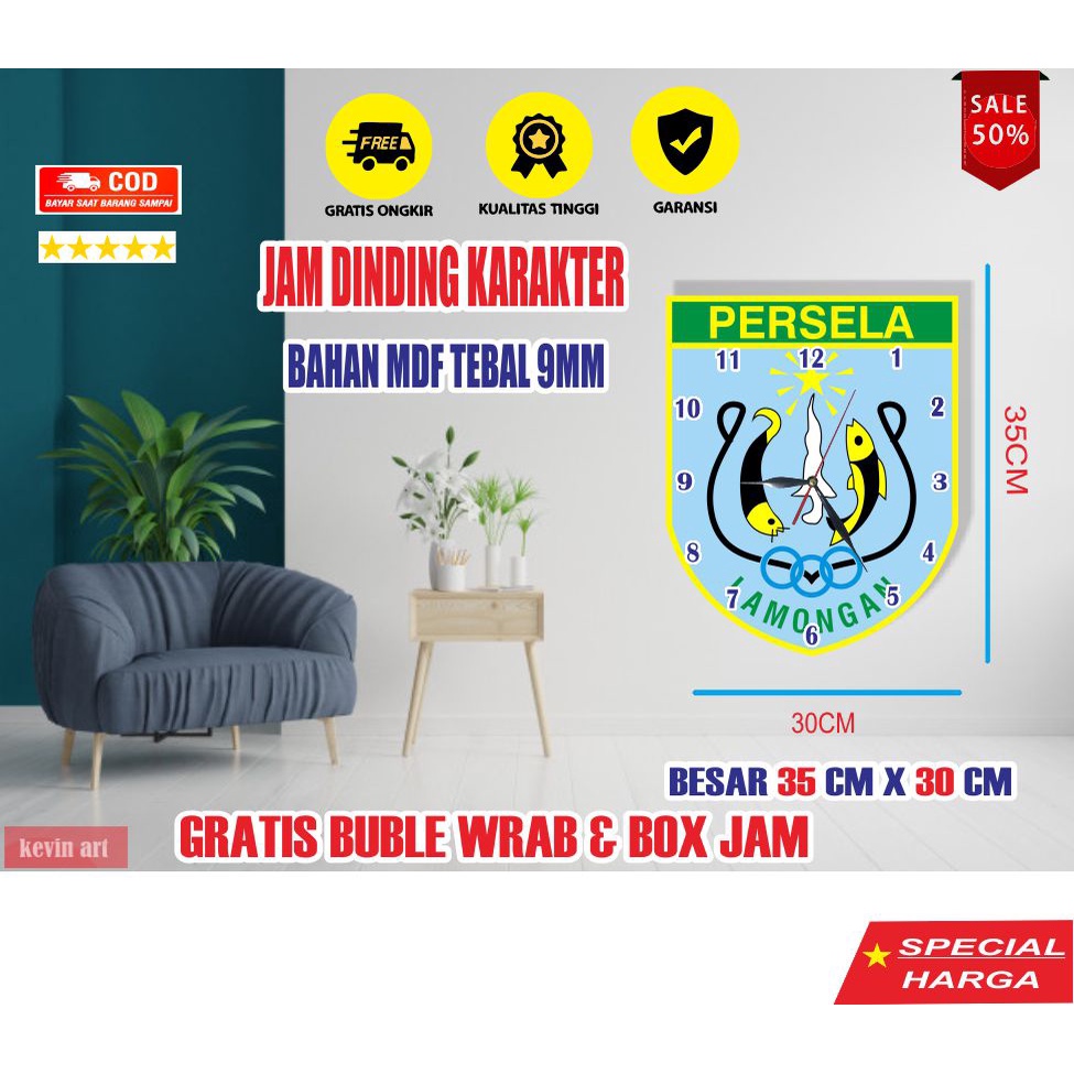 Jam Dinding Tembok Gambar Persela Dekorasi Keren Minimalis