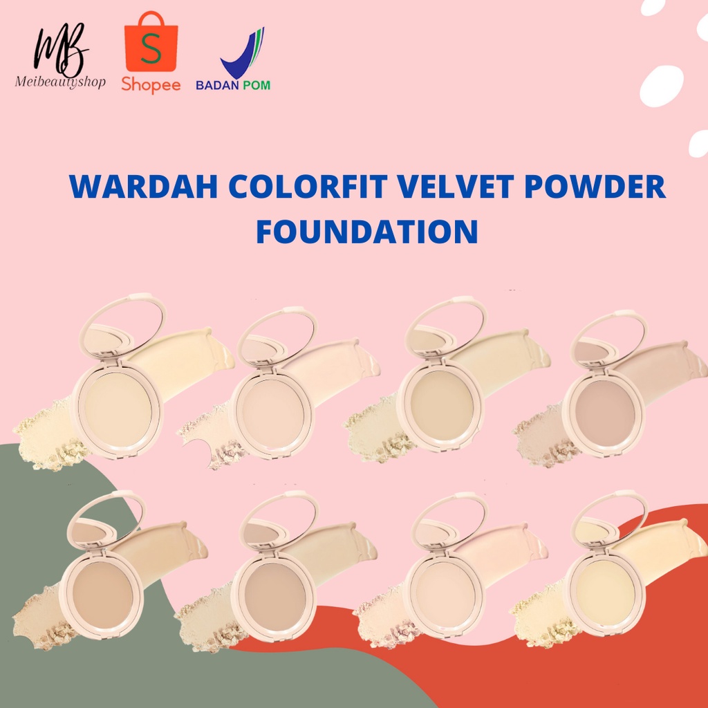 Wardah Colorfit Velvet Powder Foundation - Bedak Padat Dengan SPF 20 - Oil Control - Tahan Lama Hingga 12 Jam - Hasil Matte Coverage