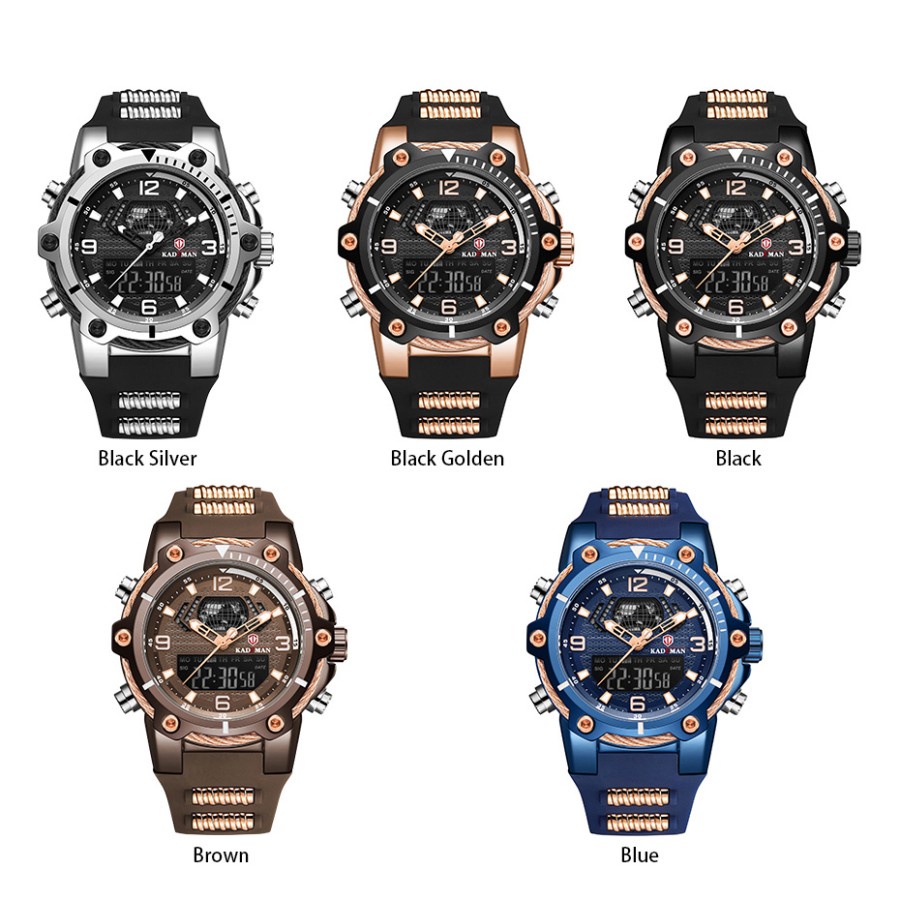 JAM TANGAN KADEMAN PRIA DIGITAL ANALOG RUBBER KD9055