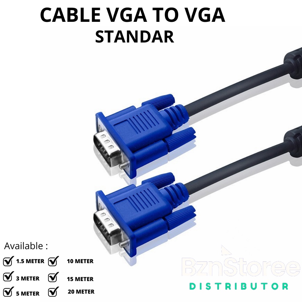 KABEL VGA 3M / VGA 3 METER / VGA 3 M DIGITAL /Kabel VGA Standar /  KABEL VGA MALE TO MALE  3 M BLACK