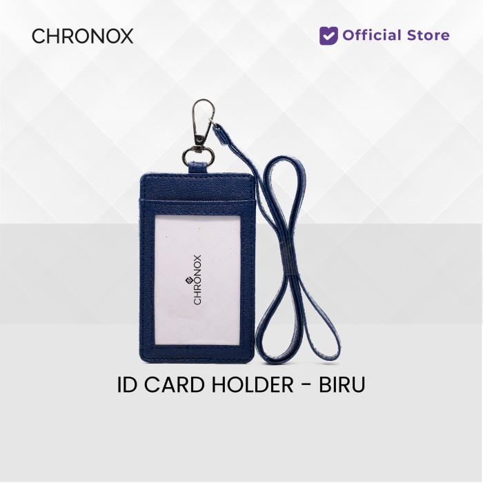 

CHRONOX Lanyard Pria Wanita Kulit Saffiano ID Card Holder - AVERY - Cream