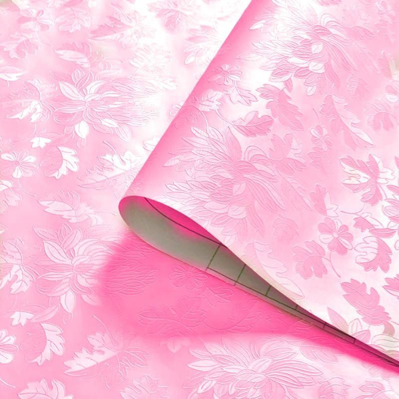 Wallpaper Dinding Wallpaper Sticker Dinding Grosir Warna Pink Polos Bertekstur Daun Salur Batik
