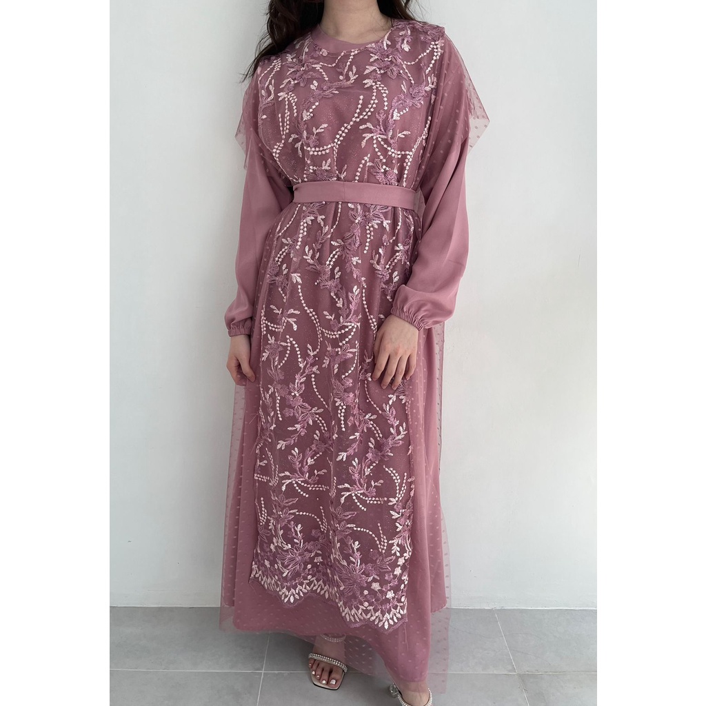 New Product Ken-265 Longdress Muslim Kondangan Mewah Gamis Lebaran Wanita Korean Style Premium Full Tulle High Quality