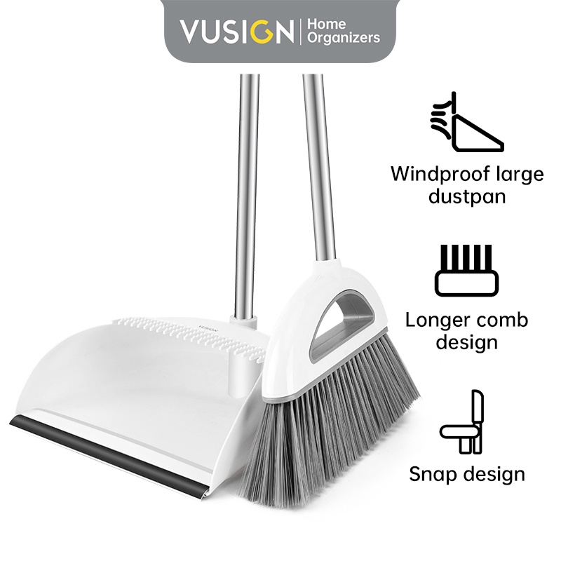 Vusign Broom Set Dustpan / Set Sapu Pengki Putih 90 CM VS1001