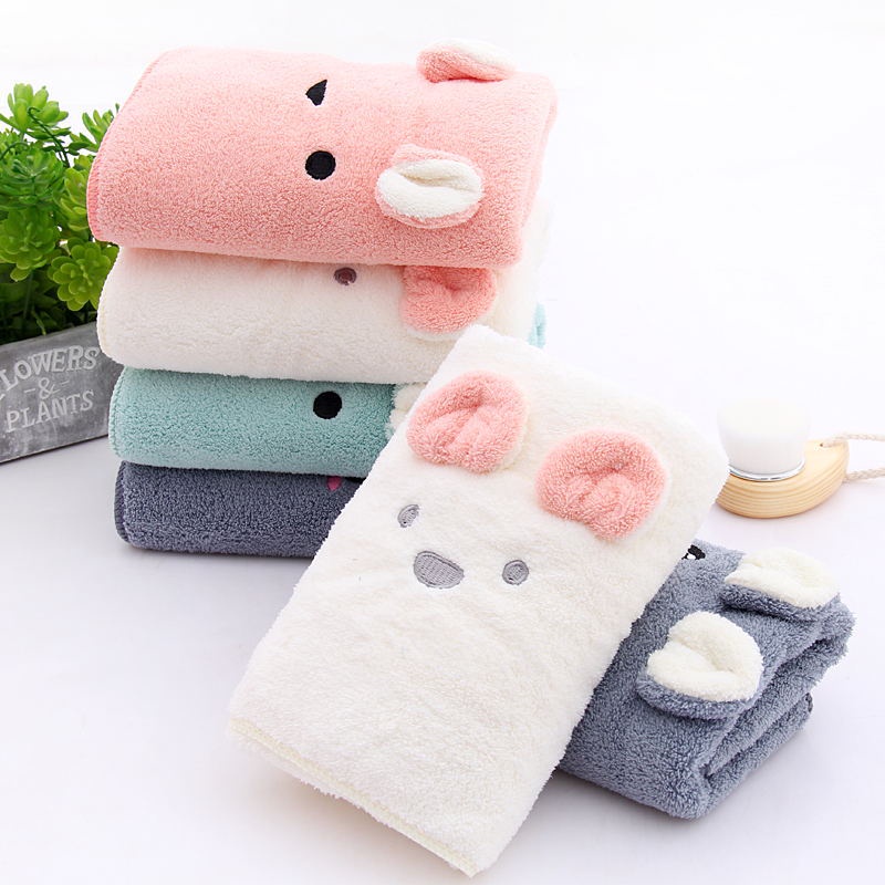 DSM Handuk Mandi Telinga Bear Baby Microfiber  Karakter Kartun Lembut Wearable Towel Murah