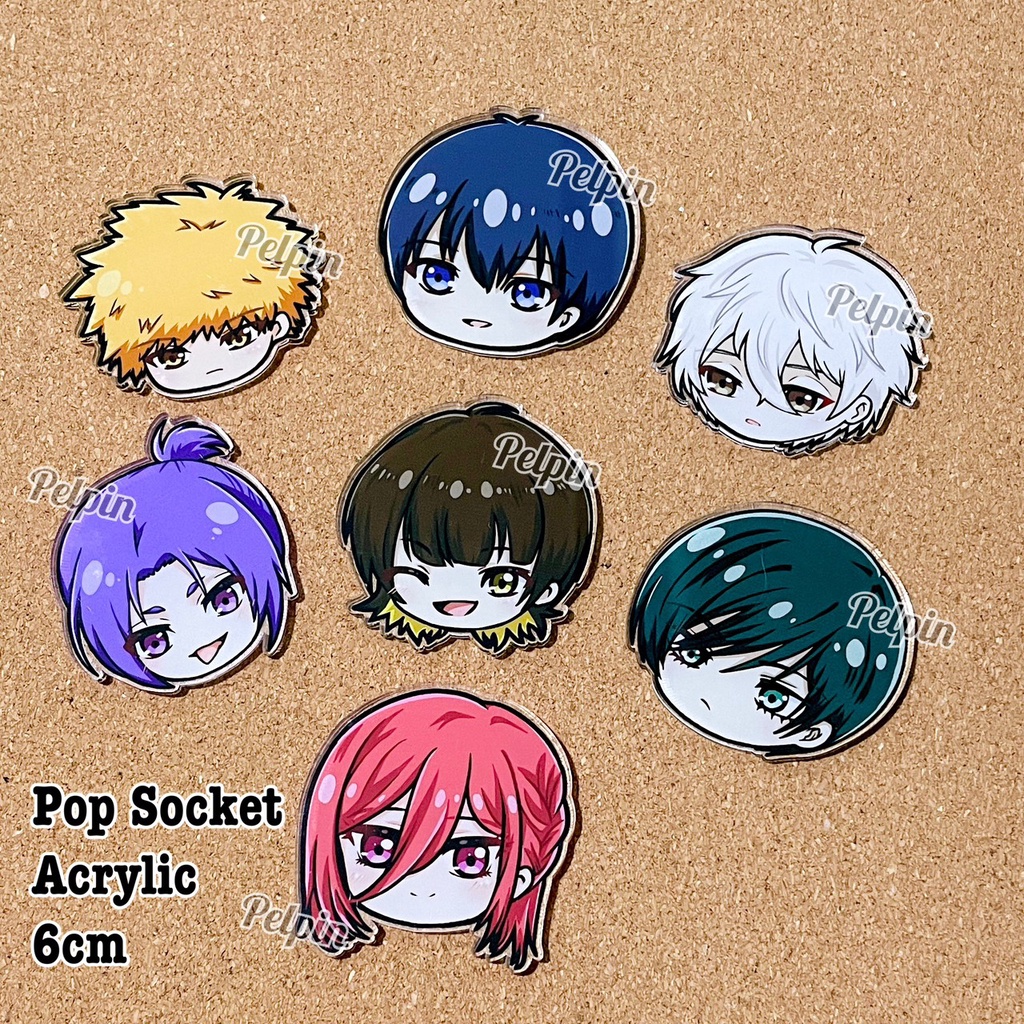 Pop socket griptok anime phone holder bluelock blue lock anime iring bachira nagi rin isagi chigiri reo