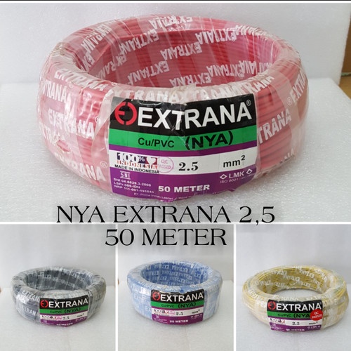 Kabel EXTRANA NYA 1x2,5 mm Kabel Listrik Tembaga Kuningan Panjang 50 Meter SNI / Kabel Instalasi Kabel Tunggal