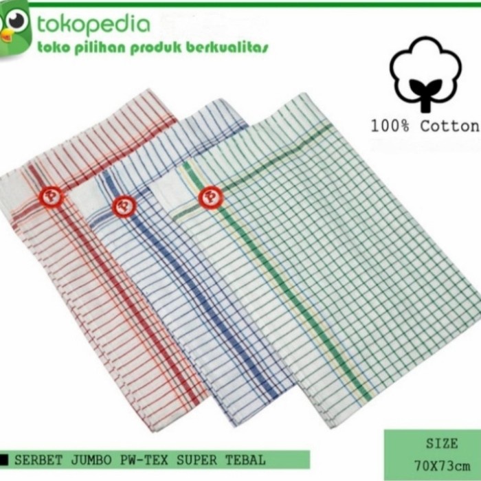 Terlaris Serbet Katun / Serbet Kain Lap / Serbet Dapur Jumbo 70*70Cm Isi 6Pcs