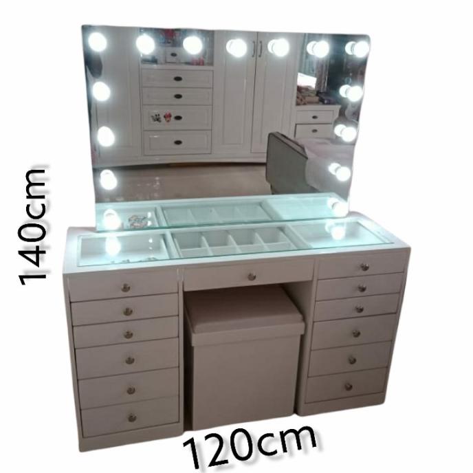 meja rias new vanity mirror frameless/duco/meja rias lampu led