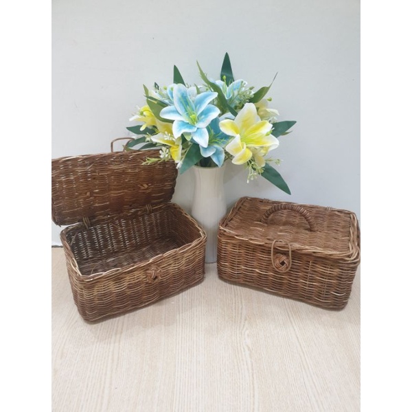 Box rotan koper/rotan hampers wedding/rotan box