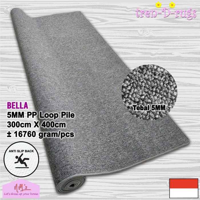 Karpet polos permadani ruang tamu minimalis jumbo anti slip 300x400