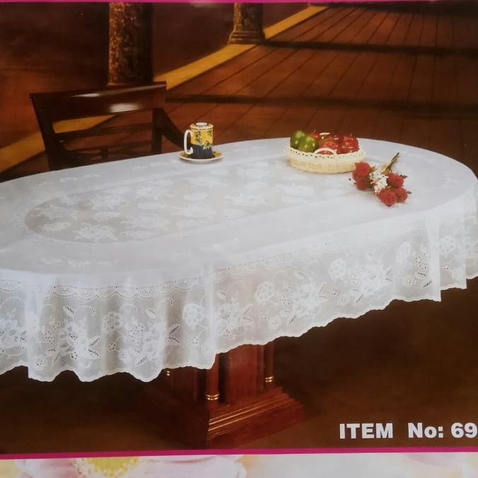 Taplak meja makan plastik oval 4 kursi