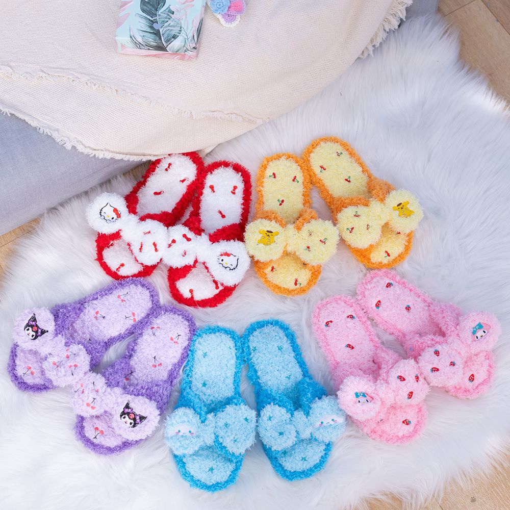 SANDAL KAMAR KUROMI CINNAMOROLL MELODY HELLO KITTY POMPOMPURIN SEPATU RUMAH FLUFFY PITA IMPOR LUCU