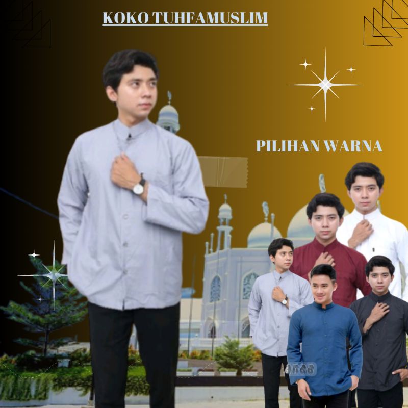 BAJU KOKO PRIA DEWASA LENGAN PANJANG AL_MIA POLOS BUSANA MUSLIM LAKI LAKI PREMIUM TERBARU ALHARAMAIN