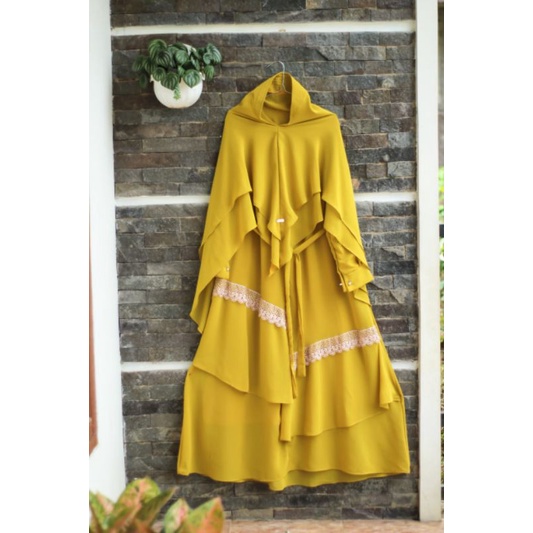 Gamis ceruty  Renda Putih /Terbaru/Terlaris